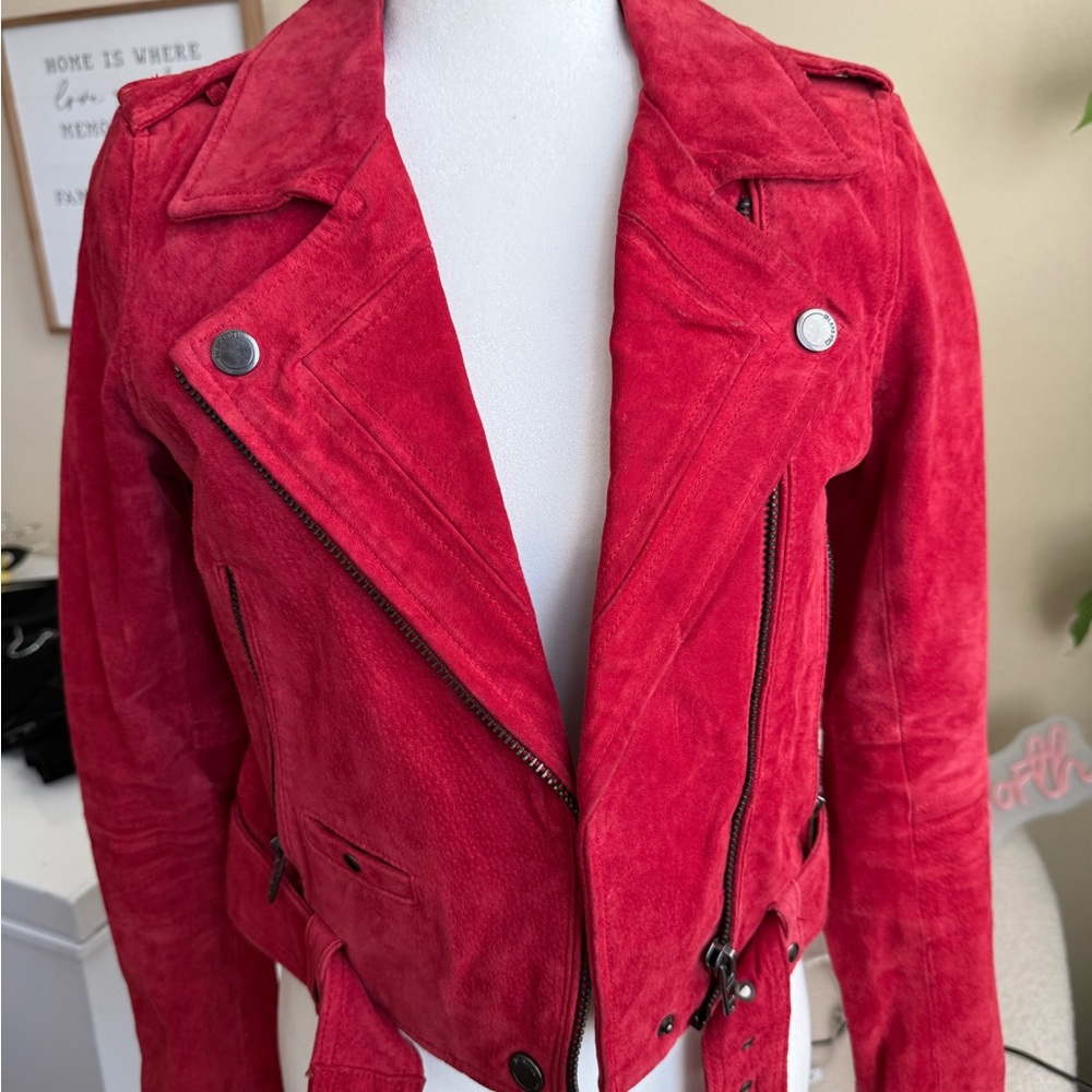 BLANK NYC RED MOTO JACKET XS SUEDE